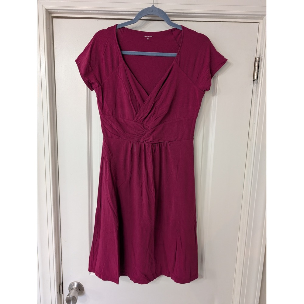 Garnet Hill Womens Magenta Jersey Dress Twisted‎ Waist Small fit & flare travel